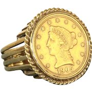 14K 1905 $2.50 Liberty Coin Ring