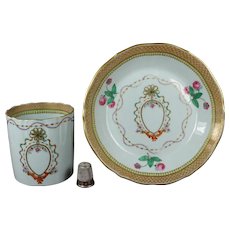 1820s Rare Spode Armorial Coffee Can And Saucer, Museum Quality