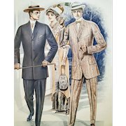 1913 Men's Fashion Salesmen Catalog Page Over Sized Poster