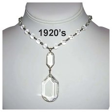 1920's POOLS OF LIGHT Rock Crystal Art Deco BOLD Necklace