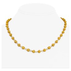 19k Portuguese Yellow Gold 11.2g Hollow 5.5mm Ball Bead Link Necklace 17.5"