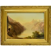 19th Century Painting Lake Lucerne Switzerland