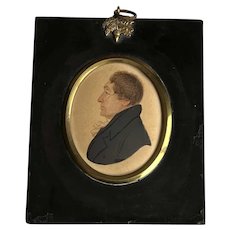 19th Century Portrait Miniature By Hervé , C 1808, Huguenot Family Frame AF