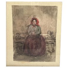 19th Century Watercolor of a Woman