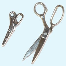 2 Darling Tiny Doll Size Sterling Silver Mini Scissors for Dolly's Sewing Basket