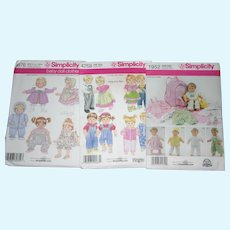 3 uncut McCall's Baby doll patterns 12"-22"