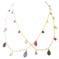 44-inch (Rope Length) Multi-Gemstone Silver-Gilt Necklace
