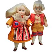 4" All-Bisque German Pair in Ethnic Costumes