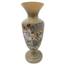 Antique BRISTOL Glass Clambroth Vase - Victorian Hand Enameled