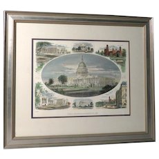 Antique Color Engraving "Public Buildings In Washington 1891," Originally Drawn by W.L. Sheppard; Engraving by John Filmer (American, active 1863–82)