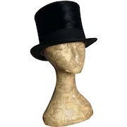 Antique Edwardian black silk top hat
