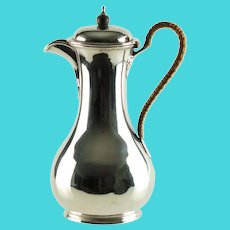 Antique Edwardian Sterling Silver Teapot with Rattan Wrapped Handle Israel Sigmund Greenberg