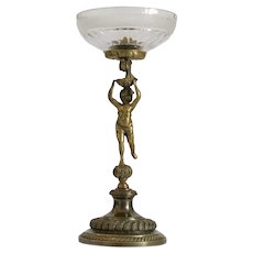 Antique Gilt metal Crystal glass bowl, 19th century