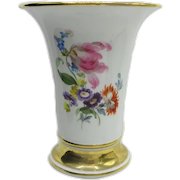 Antique Meissen Porcelain Hand Painted Gilded Vase Ca. 1850-1910