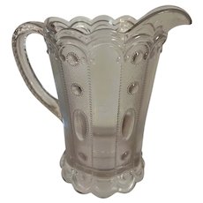 Antique Pattern Glass Pitcher.   Pattern Name: "Jewel with Dewdrop" or, "Kansas"