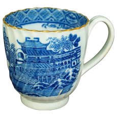 Antique Regency Era Coffee Cup, Blue and White Transferware Pearlware, English, With Provenance Circa 1810 AF
