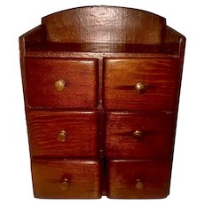 Antique Spice Chest with six drawers, brass knobs