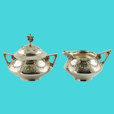 Antique Tiffany & Co Aesthetic Movement Sterling Silver Cream and Sugar Set