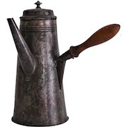 Antique Toleware Tin Coffee Cocoa Pot