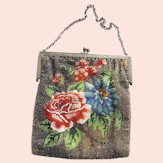 Antique Victorian Floral Beaded Bag