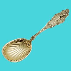 Antique Watson Bacchante Sterling Silver Sugar Spoon with Shell Form Bowl