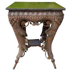 Antique Wicker Table Circa 1890's Rare Natural Victorian