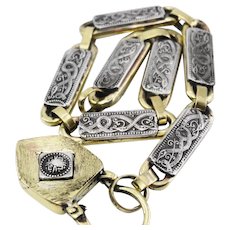 Art Deco  silver serpent bracelet with art deco padlock