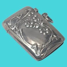 Art Nouveau 900 Silver German Vesta Match Striker Case