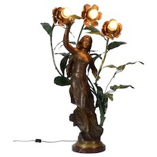Art Nouveau L’Eau Par Kossowski Large Figural Lamp