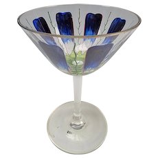 Art Nouveau Theresienthal Bohemian Enameled Wine Glass Stem