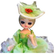 Artmark Boudoir Green Dress Big Eyes Vintage Doll 11"