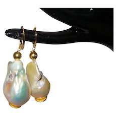 Baroque Pearl Earrings With 14 KGF Lever Backs