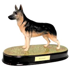 Beswick Rare Special Edition of Ulrica of Britta -  Alsatian (German Shepherd) Closed Edition -  On Pedestal.  Do Not Confuse With The Other Common Issue Without Pedestal.