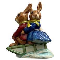 Billie & Buntie Bunnykins Royal Doulton Sleigh Ride Figurine