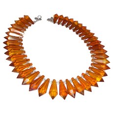 Brown Crystal Prism Necklace With Crystal Beading