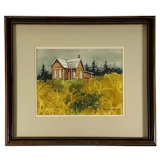 Carole Barnes House Titled 'Left Alone' AWS Watercolor Painting