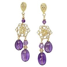 Clear Purple Amethyst Chandelier Drop Earrings