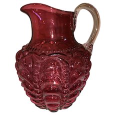 Consolidated Lamp Co Cranberry Glass Water Pitcher-Guttate