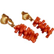 Crown Trifari Faux Coral Earrings