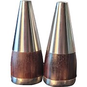 Danish Modern, Rosewood and Stainless salt and pepper shakers