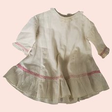 Darling Antique Small Child's Shirting Fabric Dress w/Ruffles