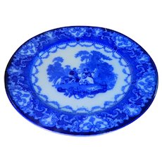 Doulton Burslem Flow Blue Watteau Pattern Plate