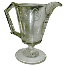 EAPG clear creamer pitcher in Classic Cameo Medallion circa 1870
