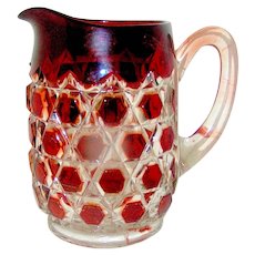 EAPG Pitcher in the Red Block glass pattern