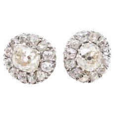 Edwardian Diamond Halo Post Earrings