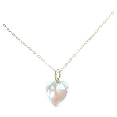 Edwardian Heart Pendant Rock Crystal Faceted Stone Spectacular