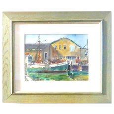 Emmett Fritz (American 1917 - 1995) -  Original Signed Watercolor "The St. Bernadette" - Well-Listed  Well-Loved American Impressionist Artist