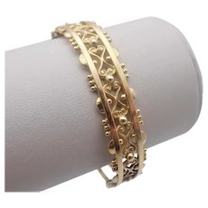 English Antique 9K Gold Pierced Bangle Bracelet