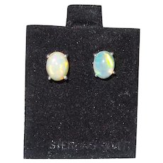 Ethiopian Opal Stud Earrings In Silver