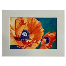 Evelyn Miller, Orange Poppies Still Life Watercolor Painting